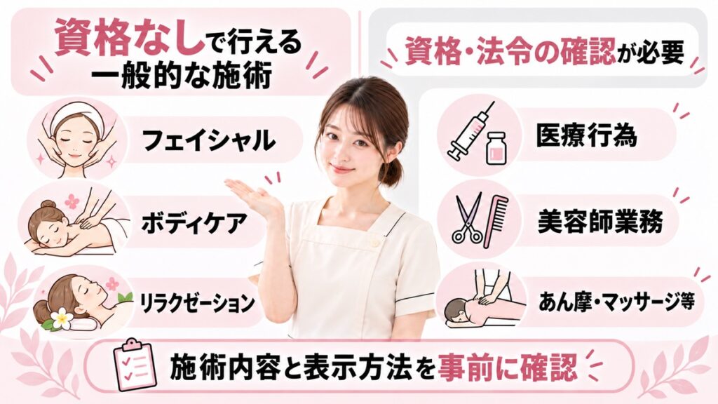 資格なしでできる施術・できない施術
