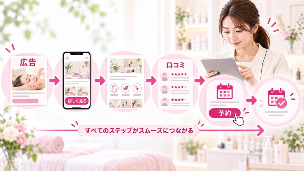 広告から予約までの導線を確認する