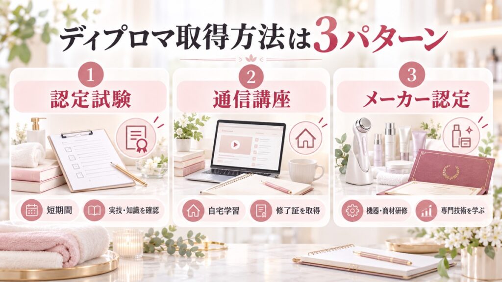 エステのディプロマ取得方法は大きく3パターン