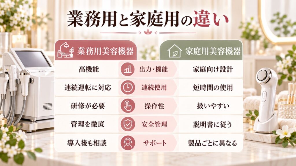 業務用と家庭用の主な違い
